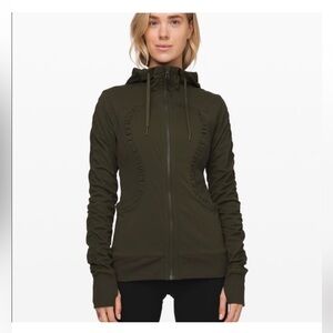 Lululemon Dance Studio III Reversible Olive Green Hooded Full Zip Jacket Size 6
